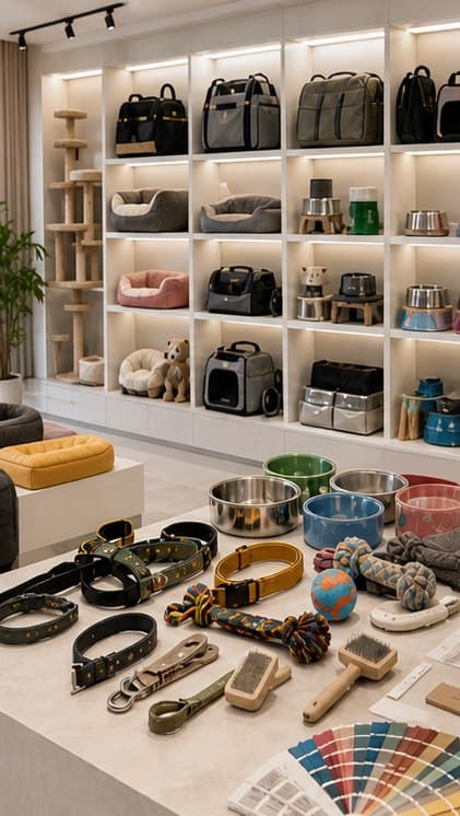 Pet product sample room